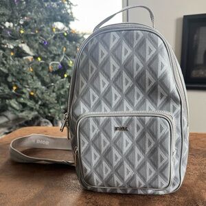 CHRISTIAN DIOR Coated Canvas CD Diamond Mini Rider Backpack Gray